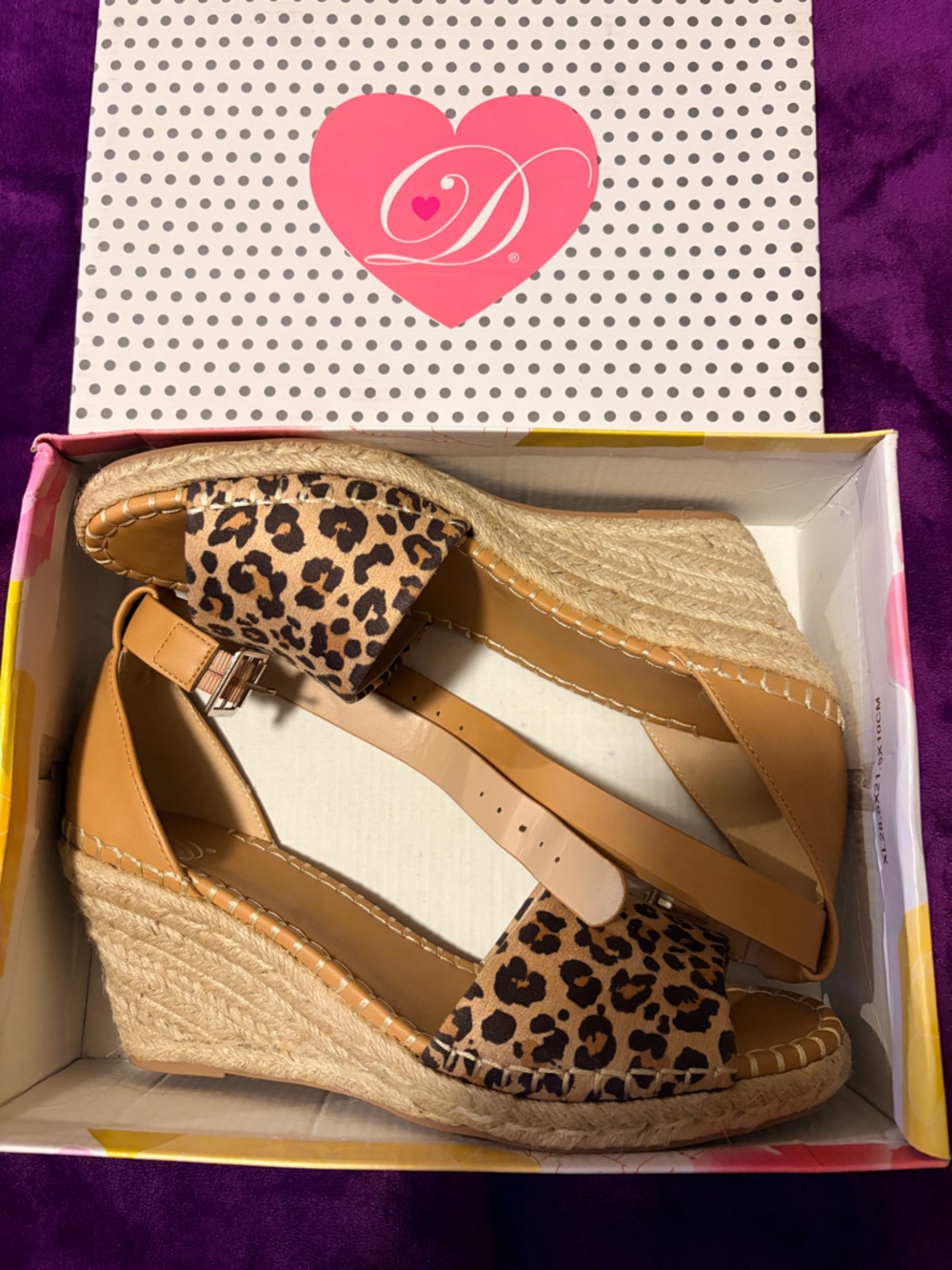Leopard Print Espadrille Wedges with Tan Straps